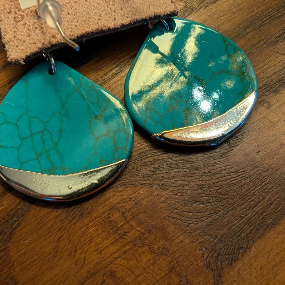 Intricate Silver And Turquoise Filigree Dangle Earrings